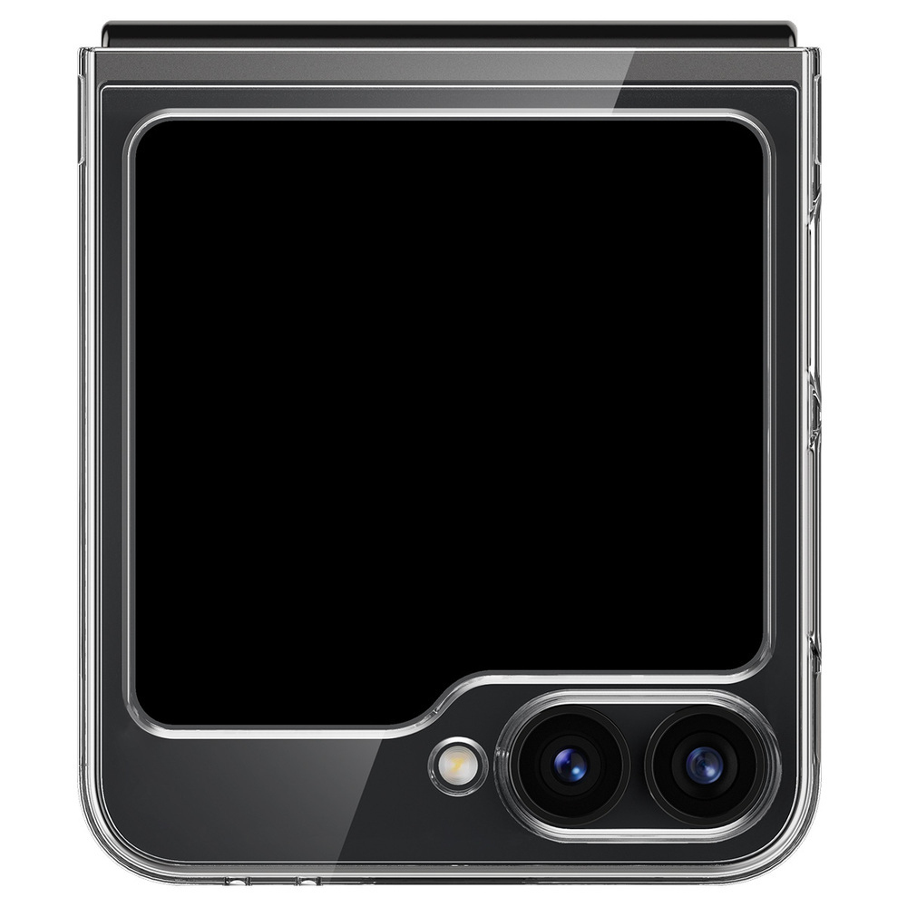 Uno smartphone pieghevole chiuso con schermo nero e doppia fotocamera.