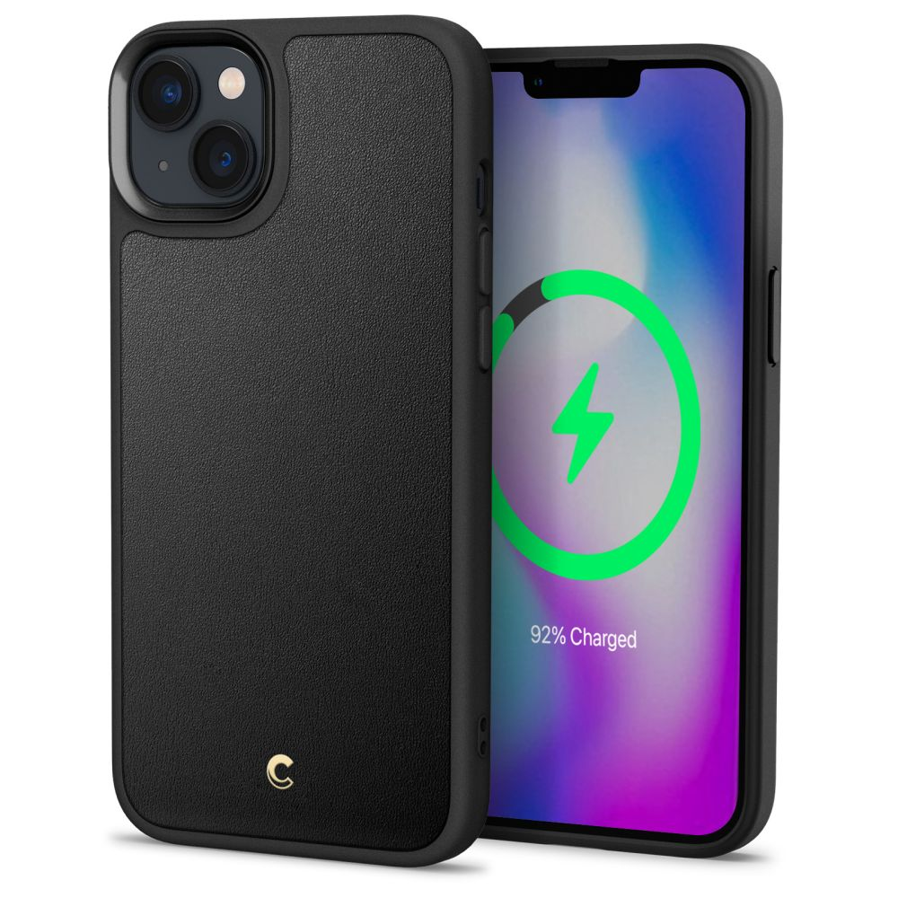 Custodia nera accanto a un iPhone al 92% di carica.