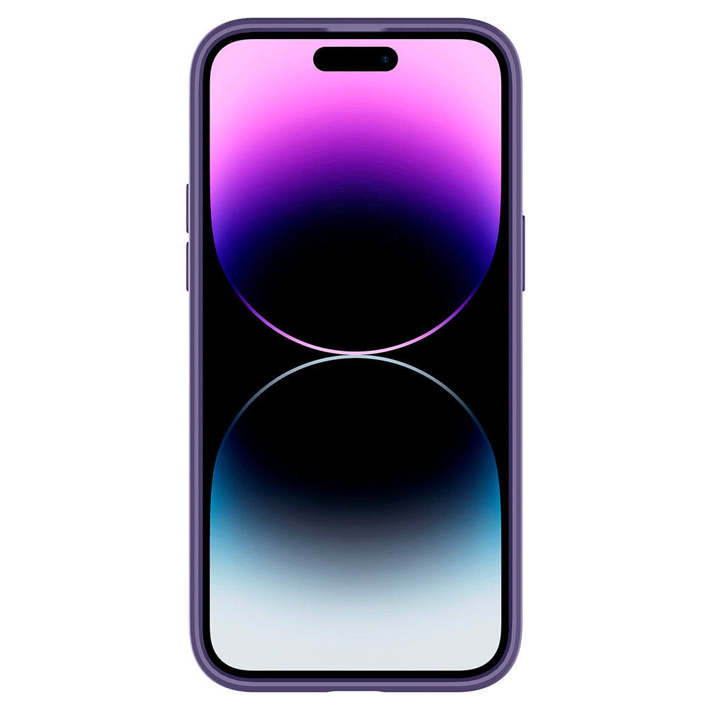 iPhone viola con uno sfondo sfumato che mostra tonalità viola e blu.