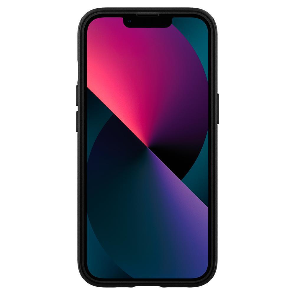 iPhone nero con sfondo sfumato rosa, viola e blu.