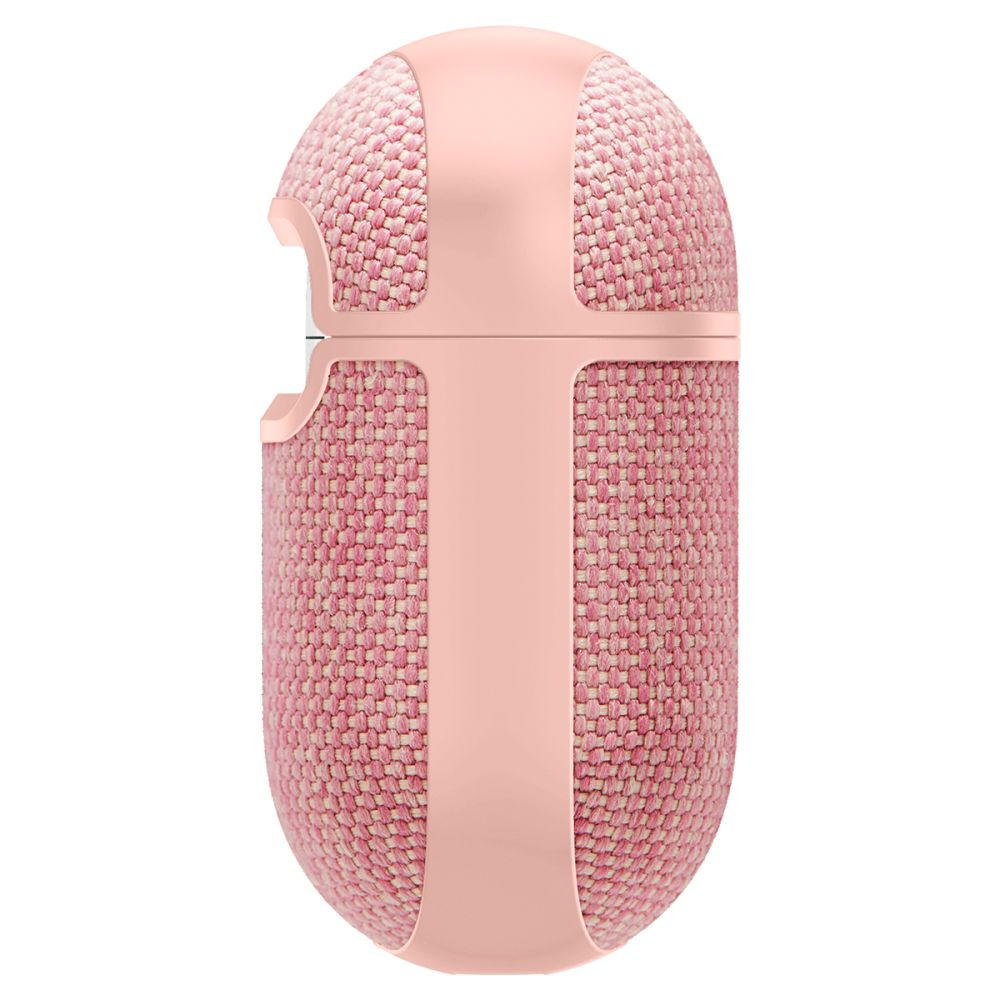 Una custodia in tessuto rosa con una fascia liscia color oro rosa.