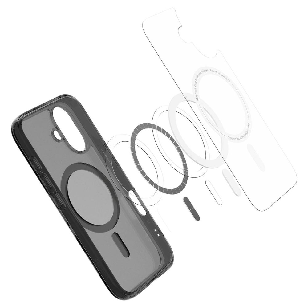 Una custodia trasparente per telefono con anelli magnetici e protezione schermo.
