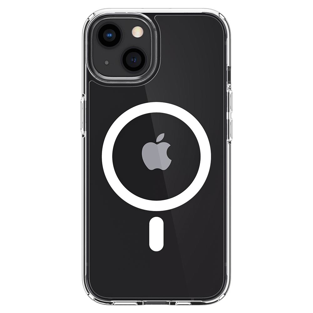 Custodia trasparente per telefono con logo Apple e anello magnetico.