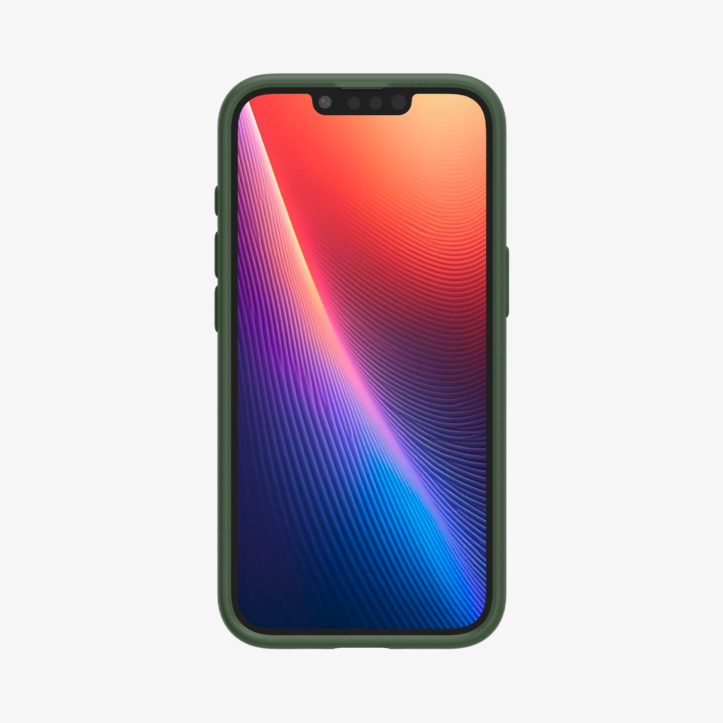 Uno smartphone verde con uno sfondo astratto colorato sullo schermo.