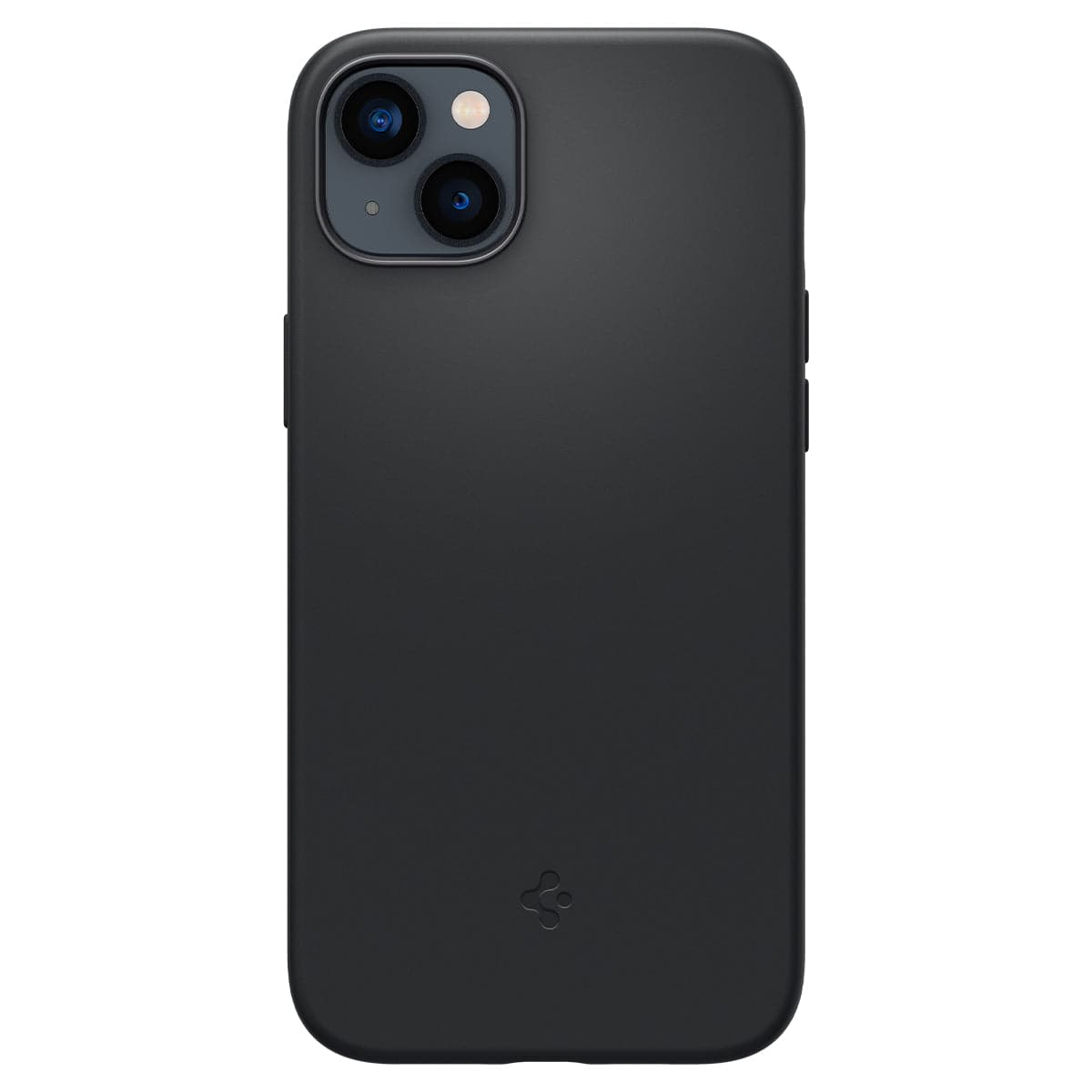 Custodia nera per iPhone con due fotocamere e un flash in alto a sinistra.