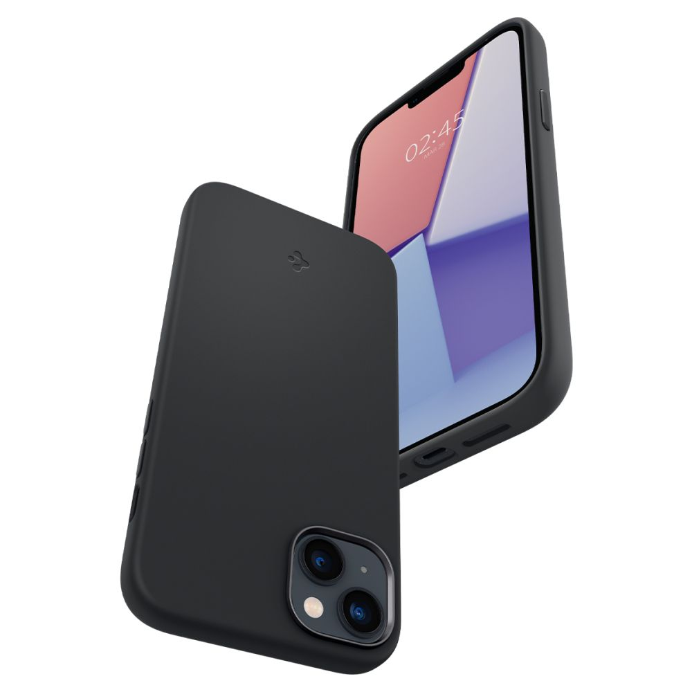 Viene mostrato un iPhone nero con custodia, lo schermo visualizza le 02:45.