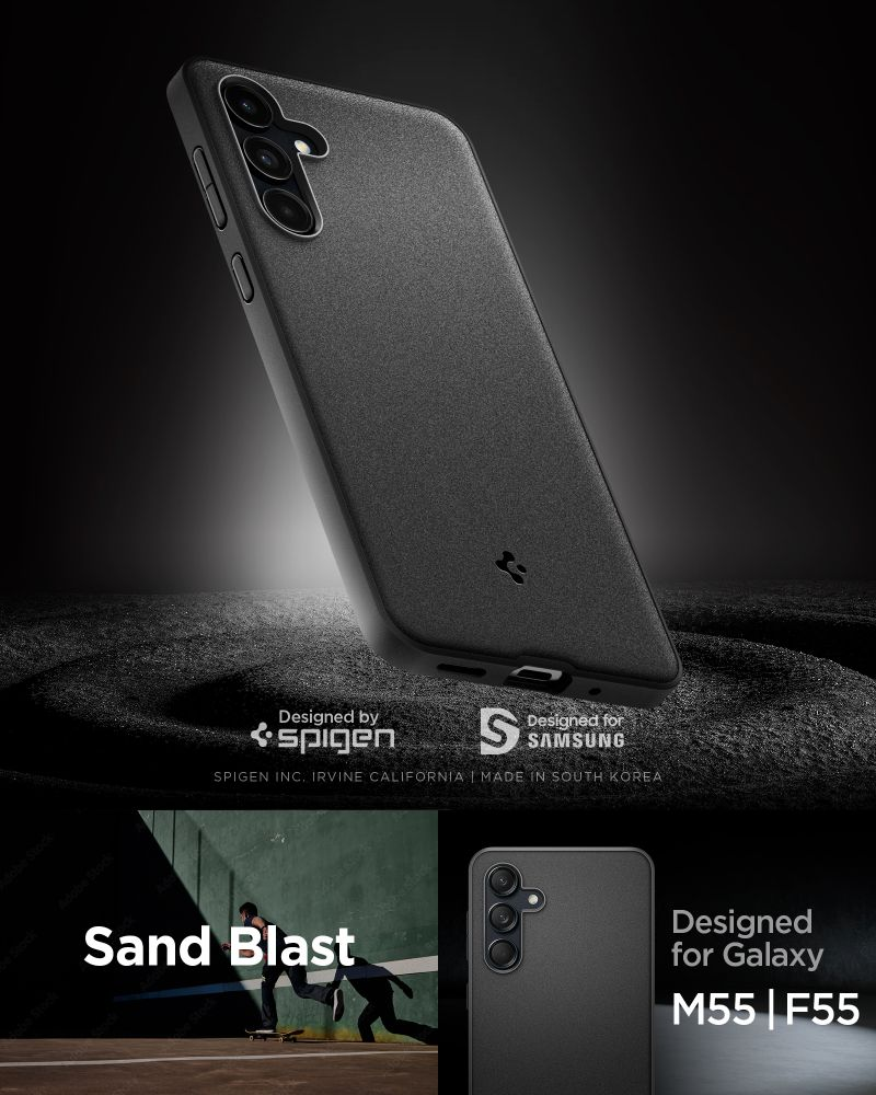 Custodia nera per telefono con texture 'Sand Blast', per Samsung M55|F55.