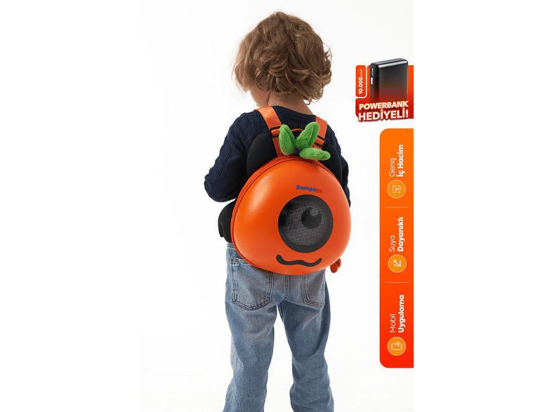 ZAMPAGO Carrot Led Işıklı 10.000 mAh Powerbank Hediyeli Çocuk Sırt Çantası Turuncu