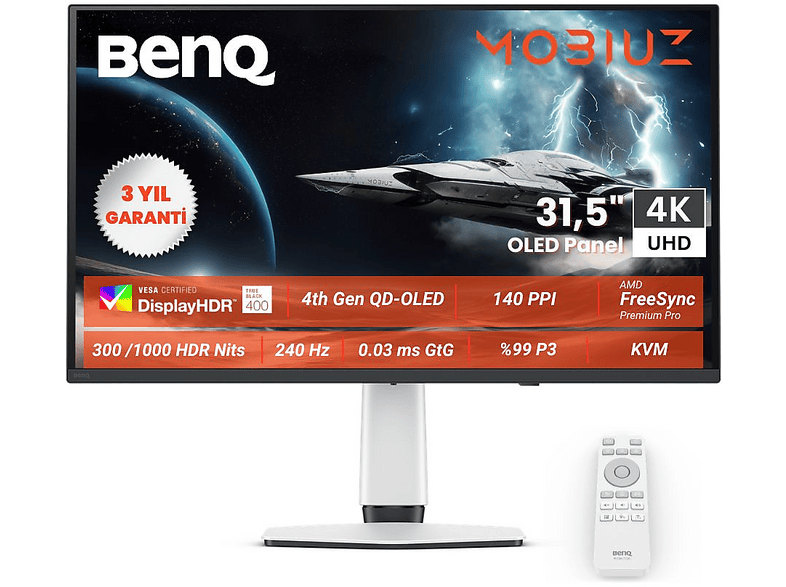 BENQ EX321UZ Mobiuz OLED 240Hz HDMI USB HDR 500 31,5 inç 4K UHD 0