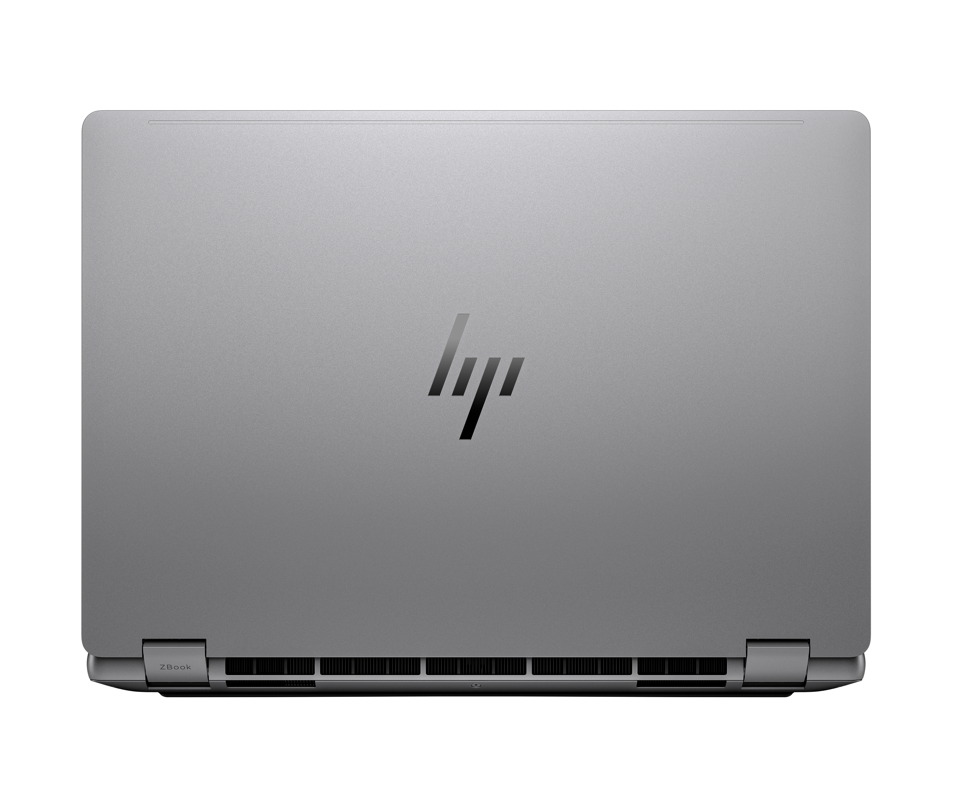 Laptop HP ZBook argentato chiuso con logo sul coperchio.