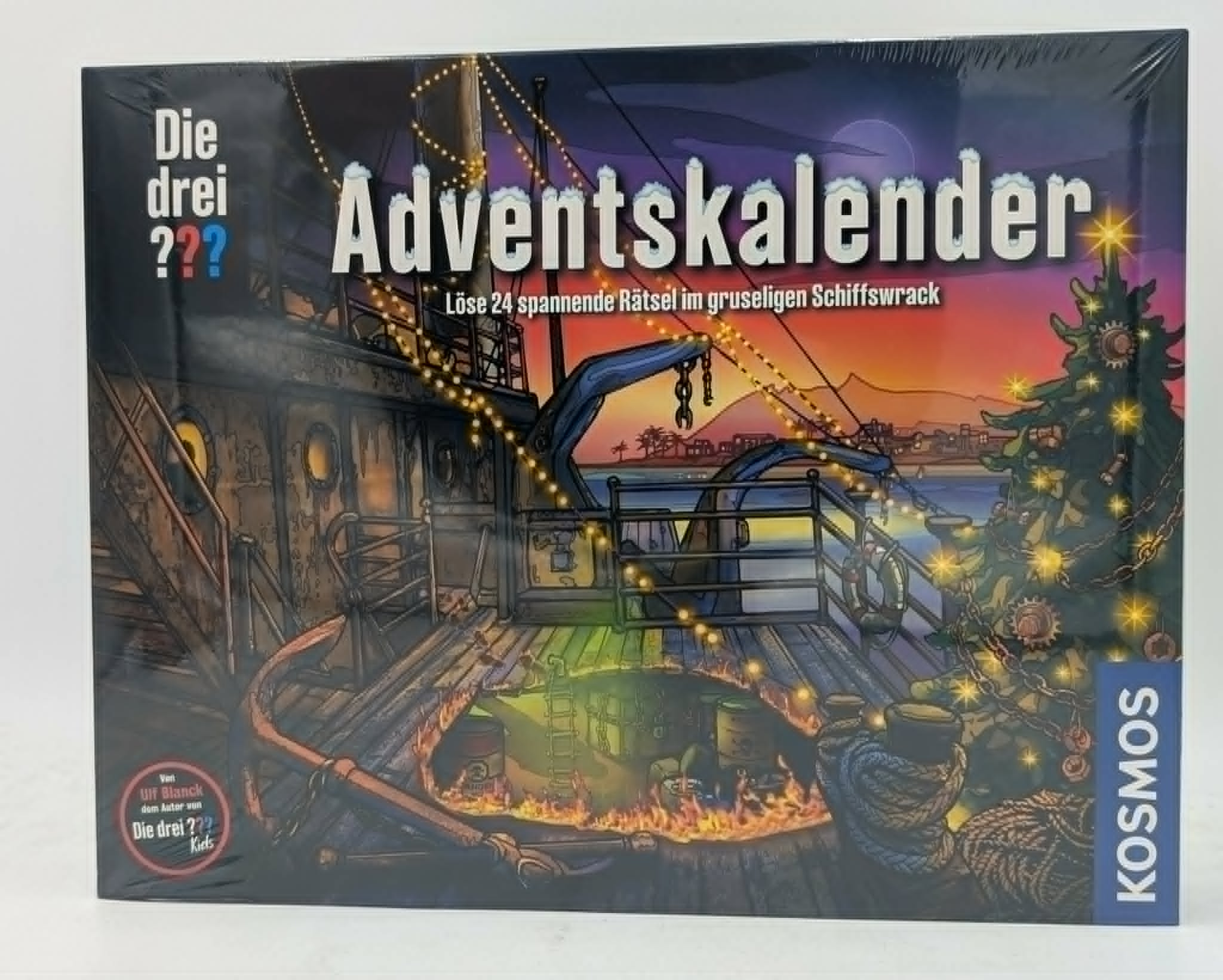Ein Adventskalender mit „Die drei ???“ spielt auf einem Schiffswrack.