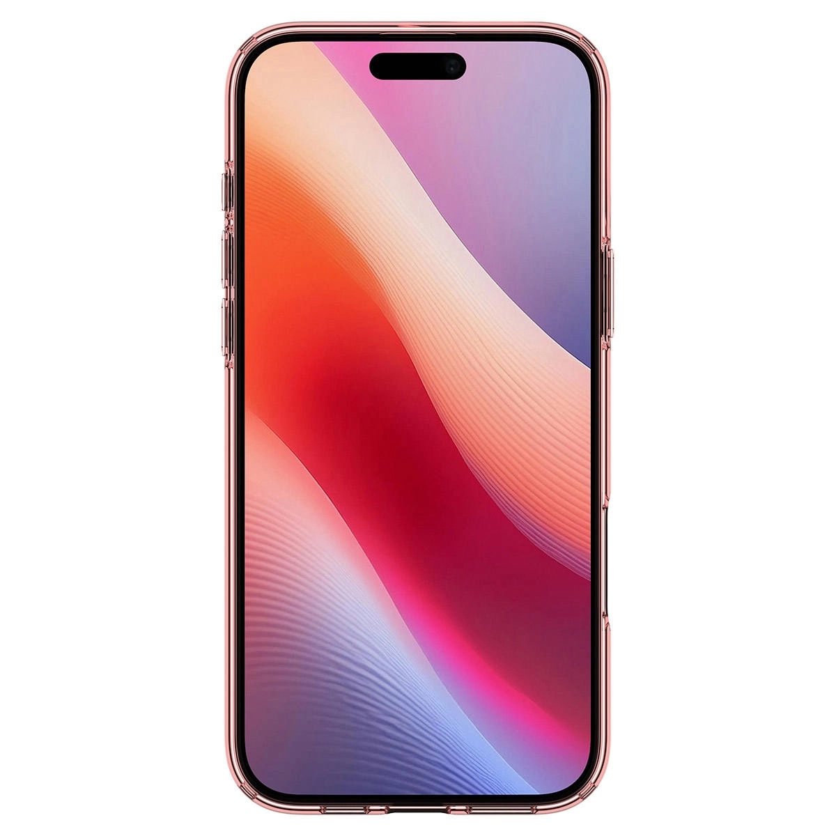 iPhone oro rosa con sfondo astratto colorato e notch in alto.