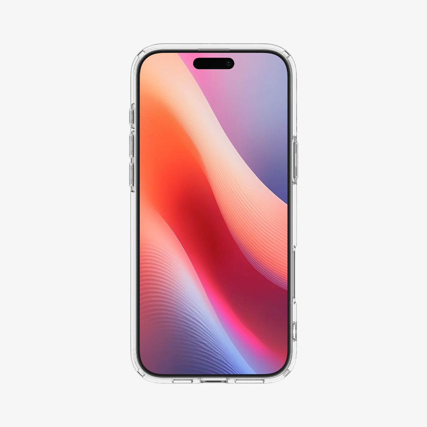 Una custodia trasparente per telefono con uno sfondo astratto e colorato.