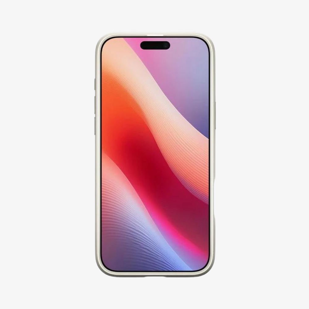 Uno smartphone con uno sfondo astratto e colorato sullo schermo.