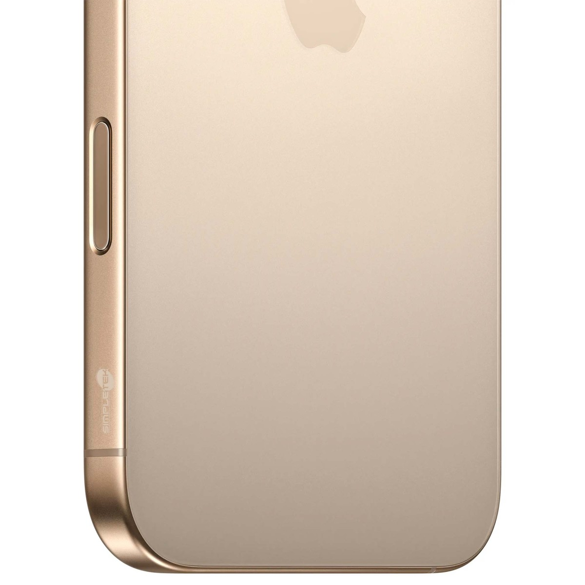 Custodia dorata iPhone con logo Apple e marchio SimpleTek.