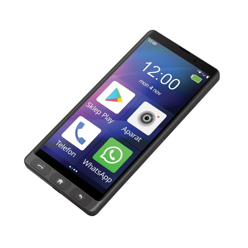 Uno smartphone scuro che mostra varie icone di app sul suo schermo.