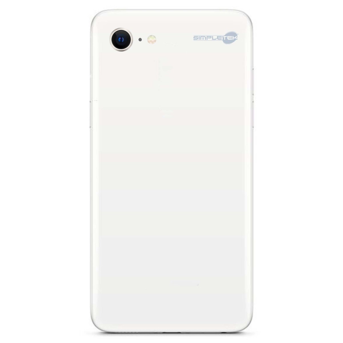 Retro bianco smartphone con fotocamera e logo.