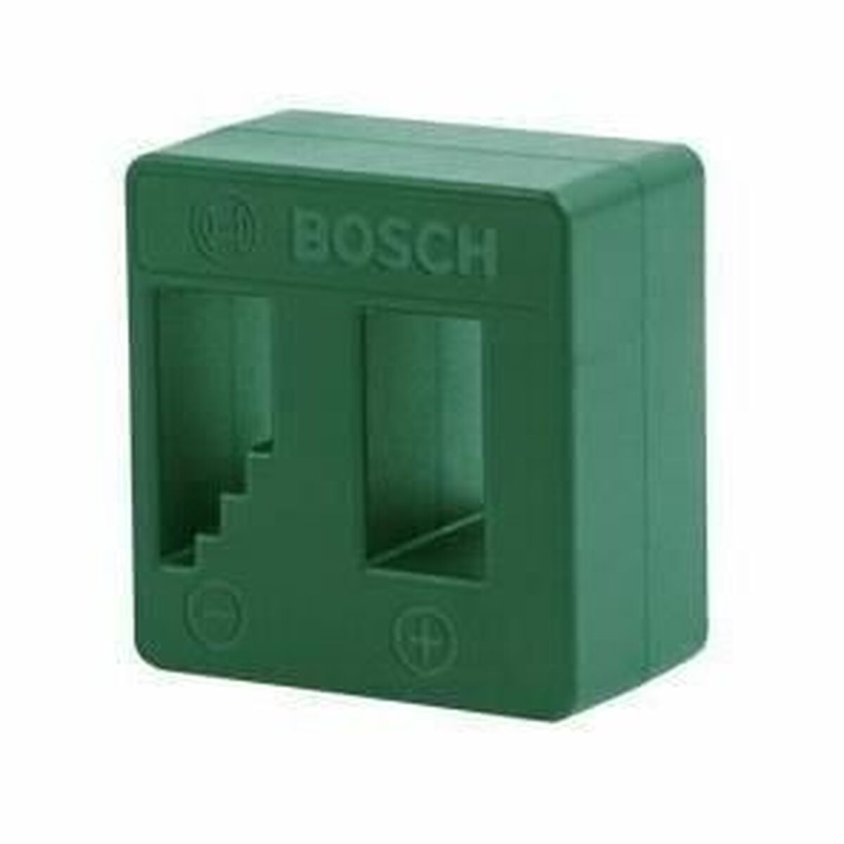 Grüner Bosch-Adapter mit zwei rechteckigen Öffnungen und Symbolen.