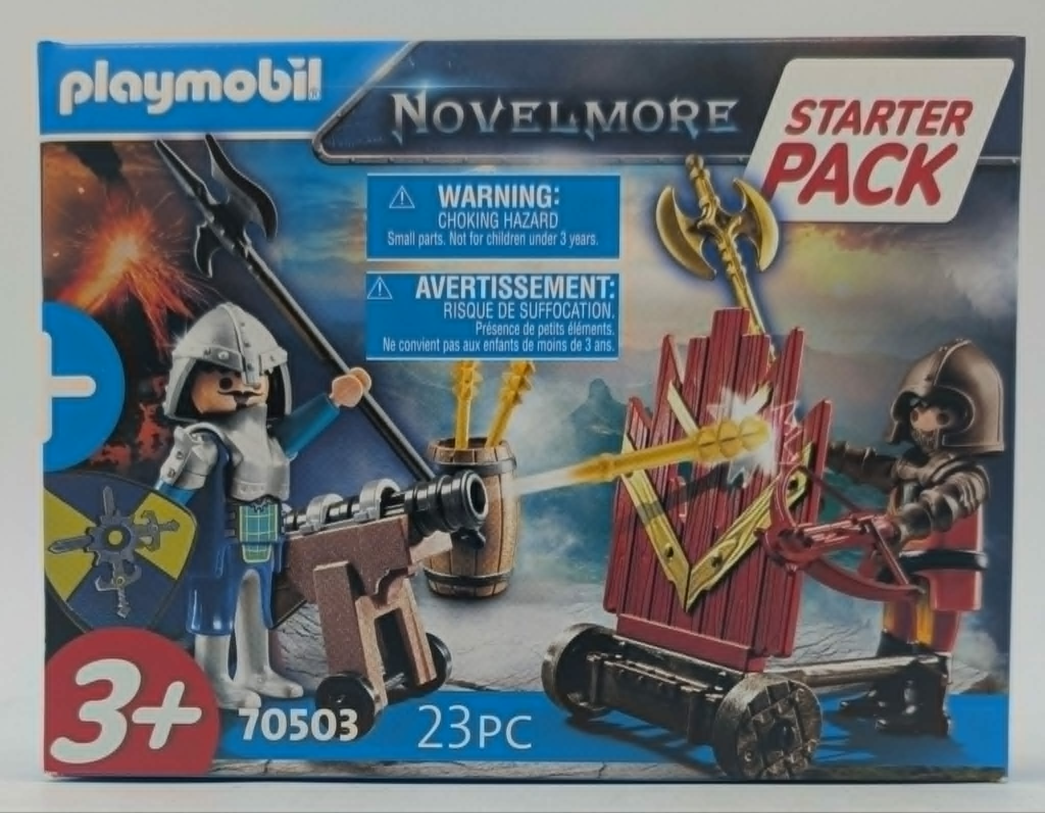 Playmobil Novelmore Starter Pack con cavalieri e catapulta.