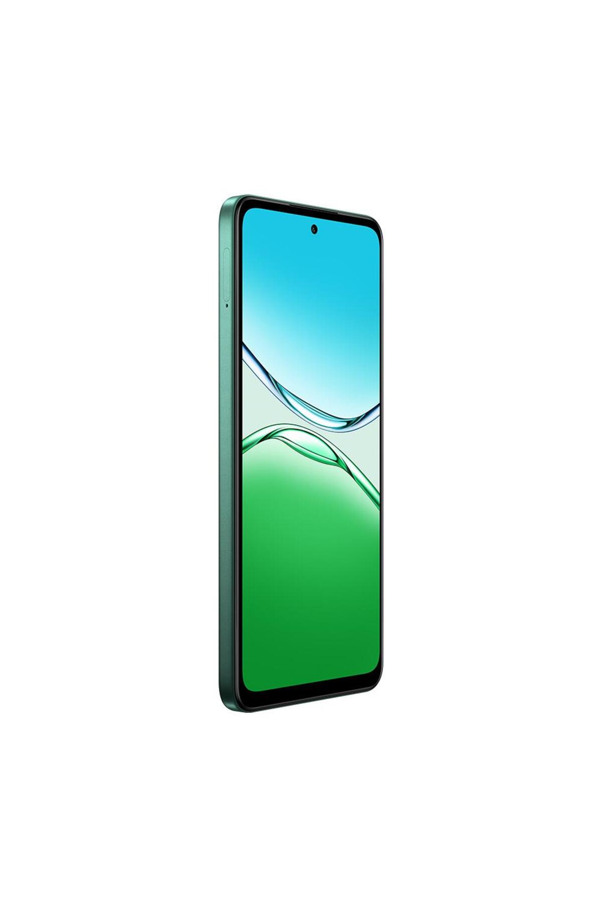 Ekranında soyut arka plana sahip yeşil bir akıllı telefon.