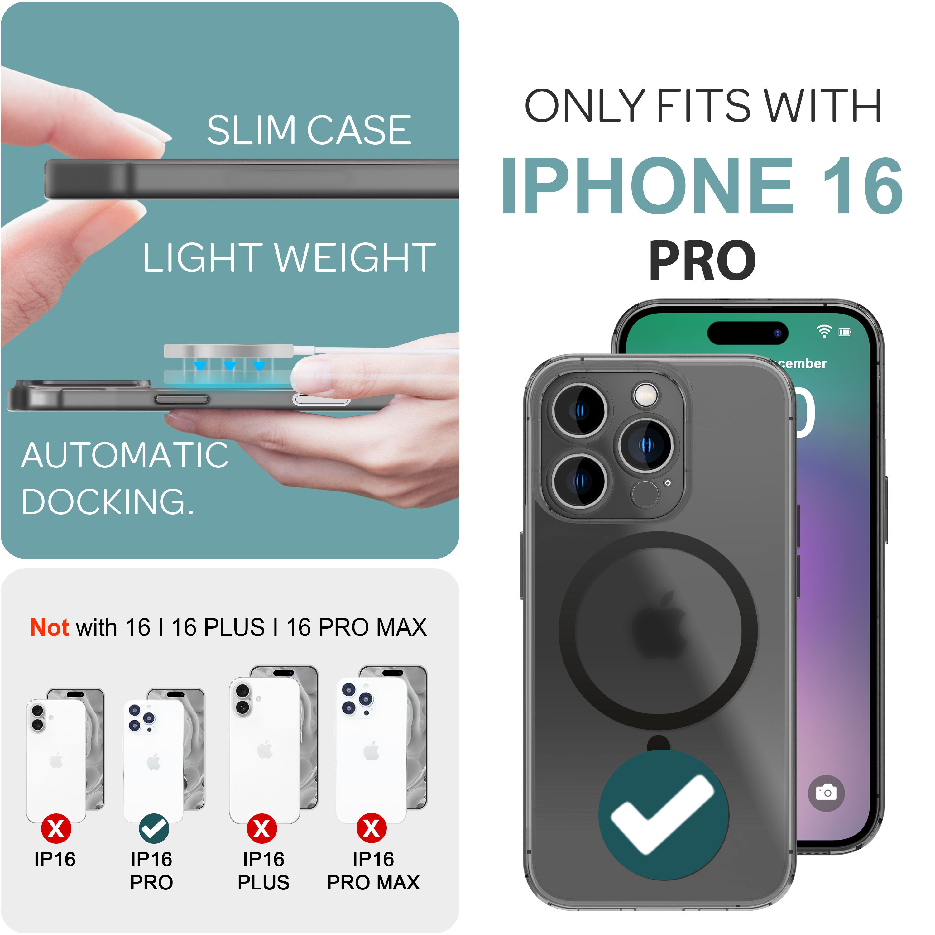 Schlanke Hülle mit Magnetfunktion, nur für iPhone 16 Pro.