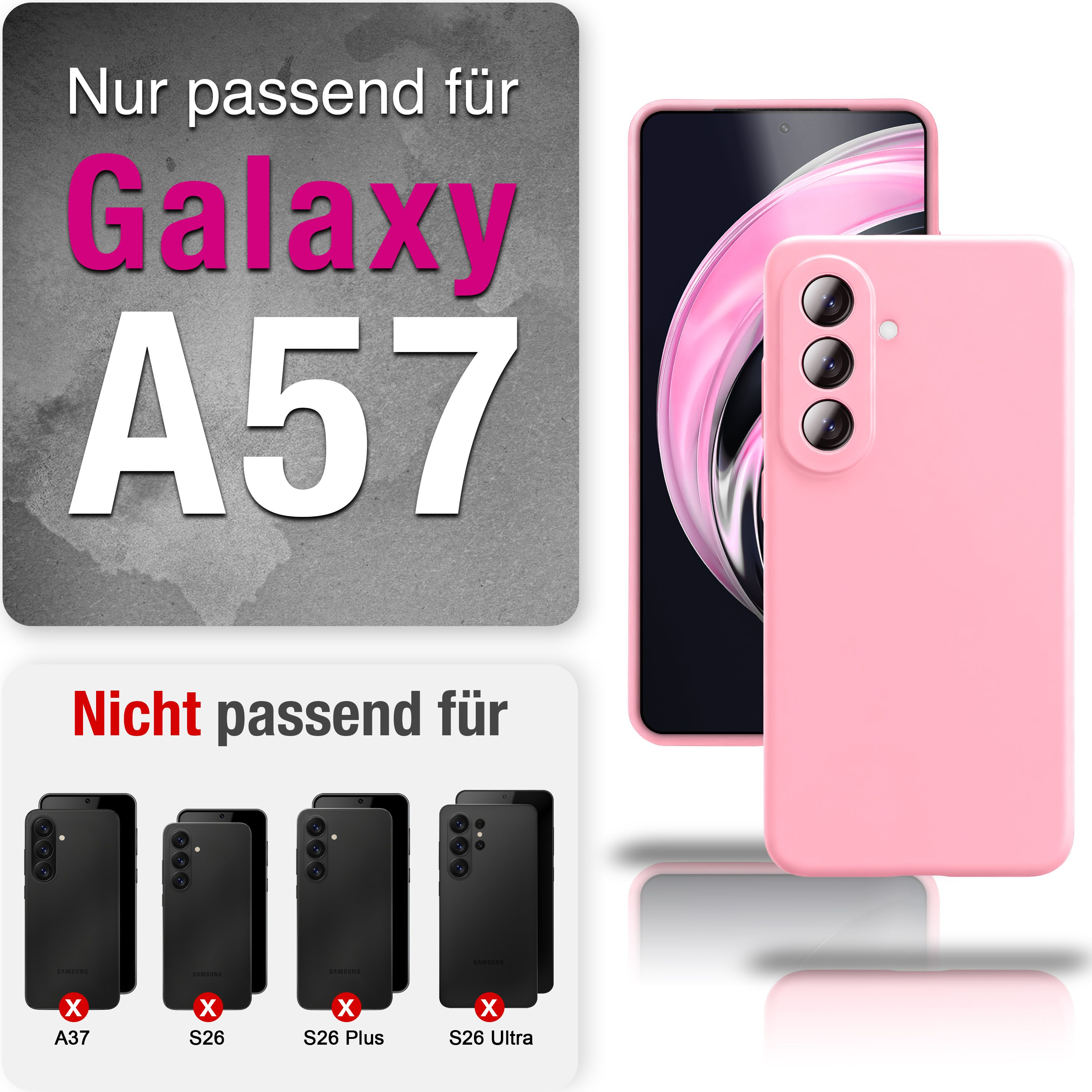 Pink Handyhülle für Galaxy A57. Andere Modelle sind nicht passend.
