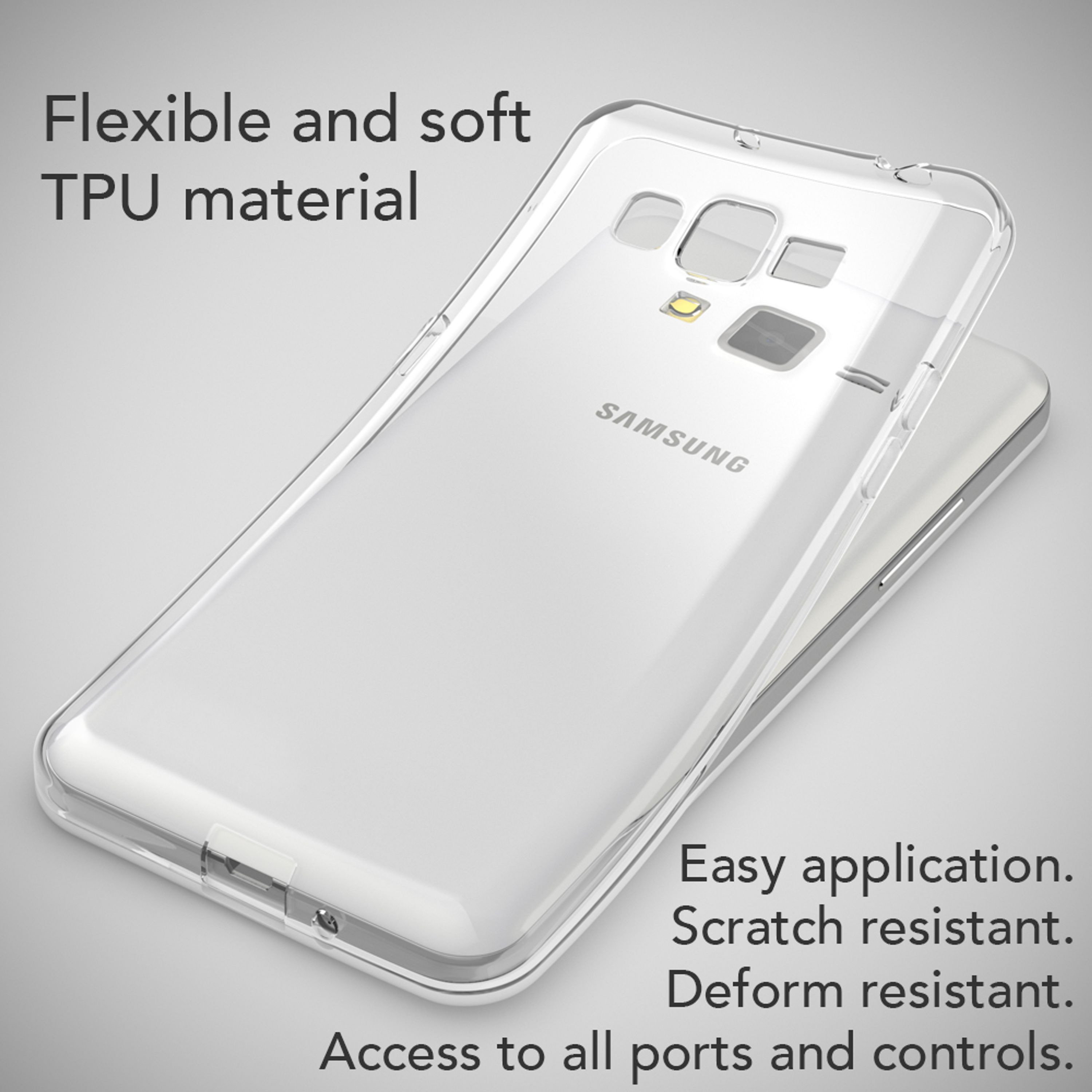 Transparente Samsung Handyhülle aus flexiblem TPU-Material.