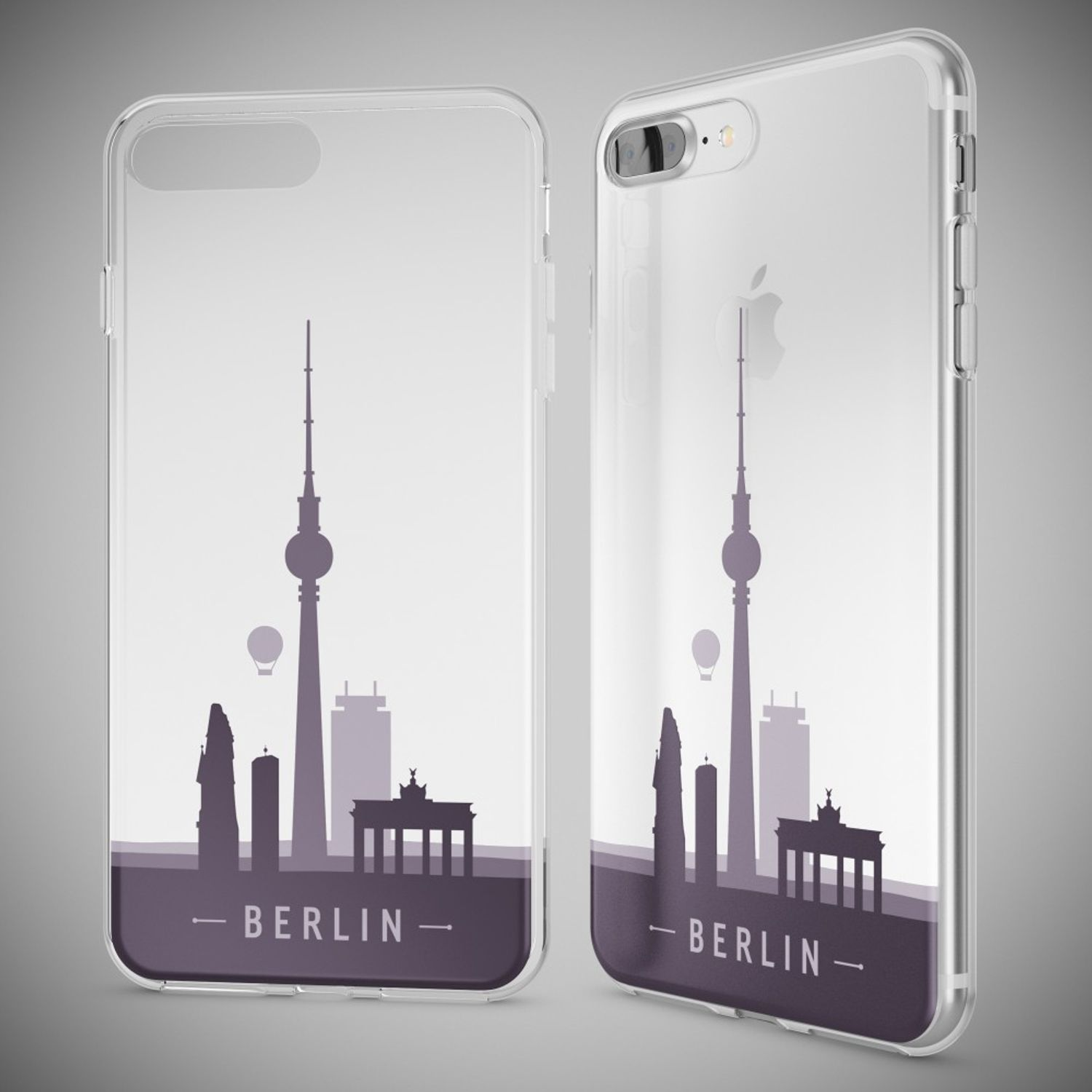 Transparente Handyhüllen mit Berliner Skyline-Motiv, inkl. Fernsehturm.