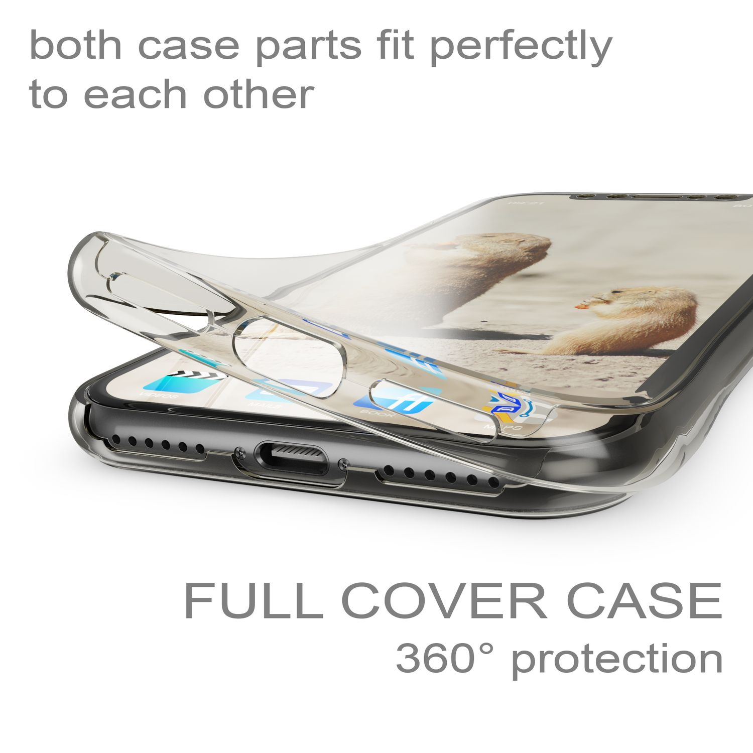 Transparente Handyhülle passt perfekt auf ein Smartphone mit zwei Präriehunden.