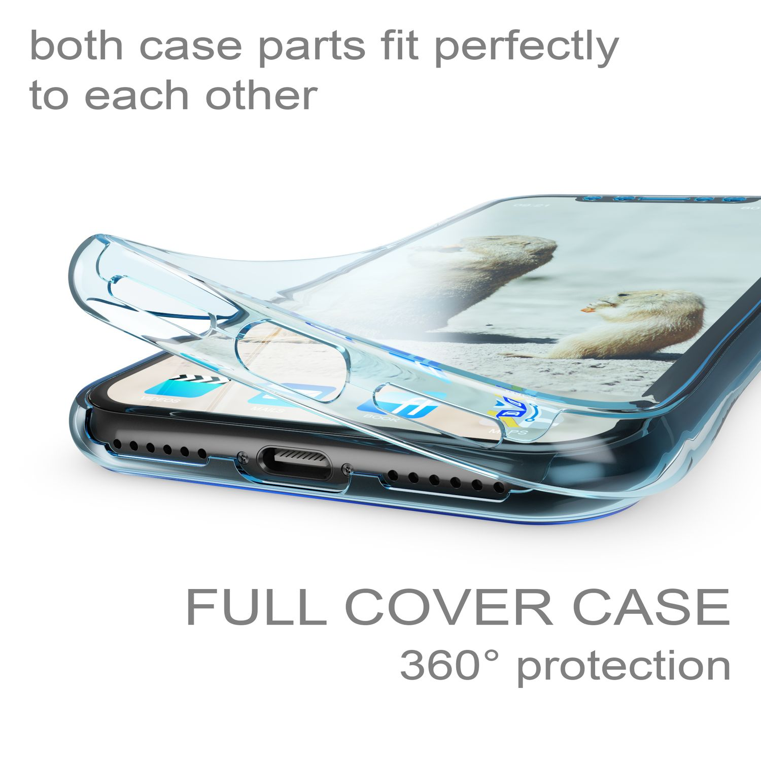 Transparente Handyhülle passt perfekt auf ein Smartphone mit Displayanzeige.