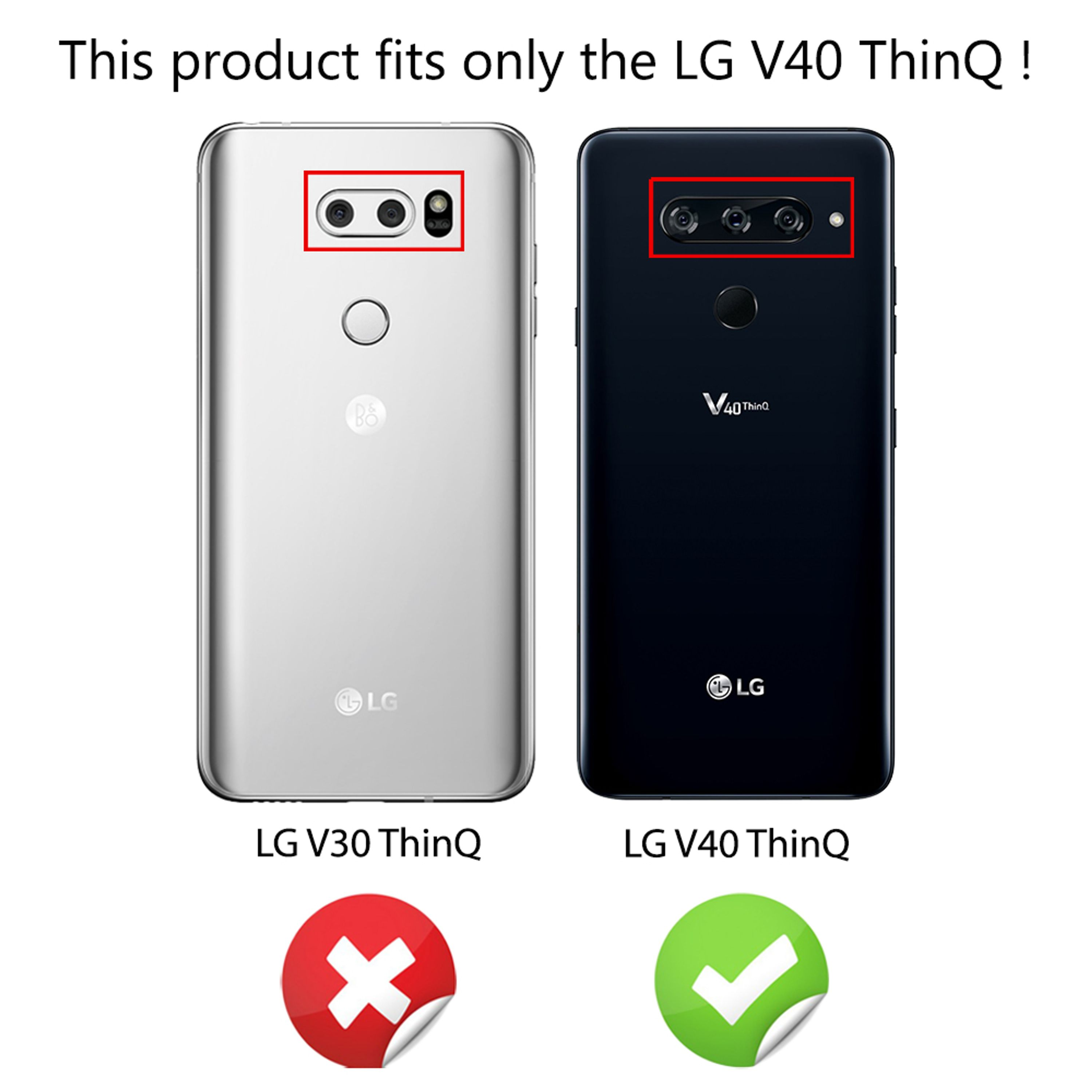 Zwei LG-Handys: links ein silbernes V30 ThinQ, rechts ein schwarzes V40 ThinQ.