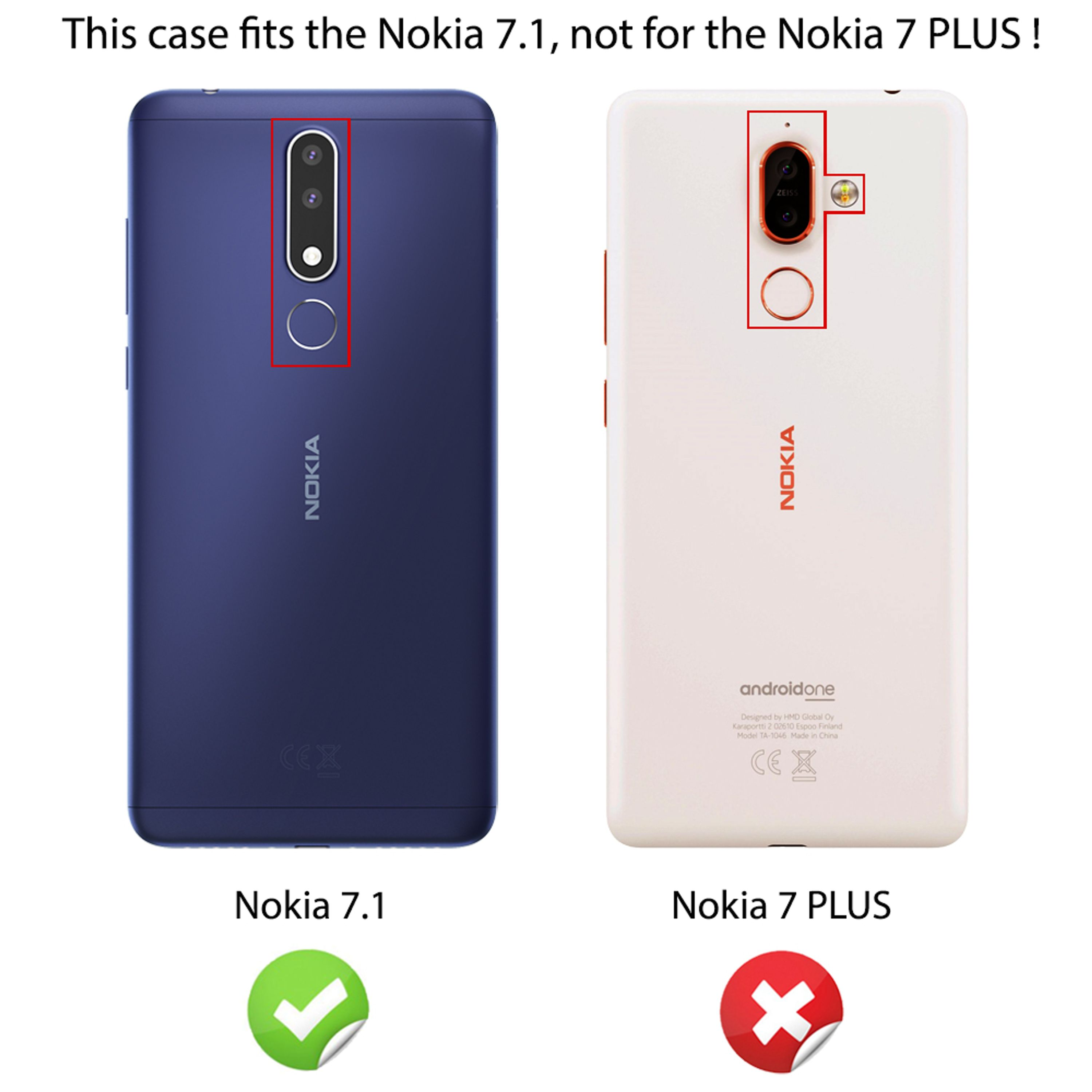 Vergleich zweier Nokia-Handys: Nokia 7.1 (links) und 7 PLUS (rechts).