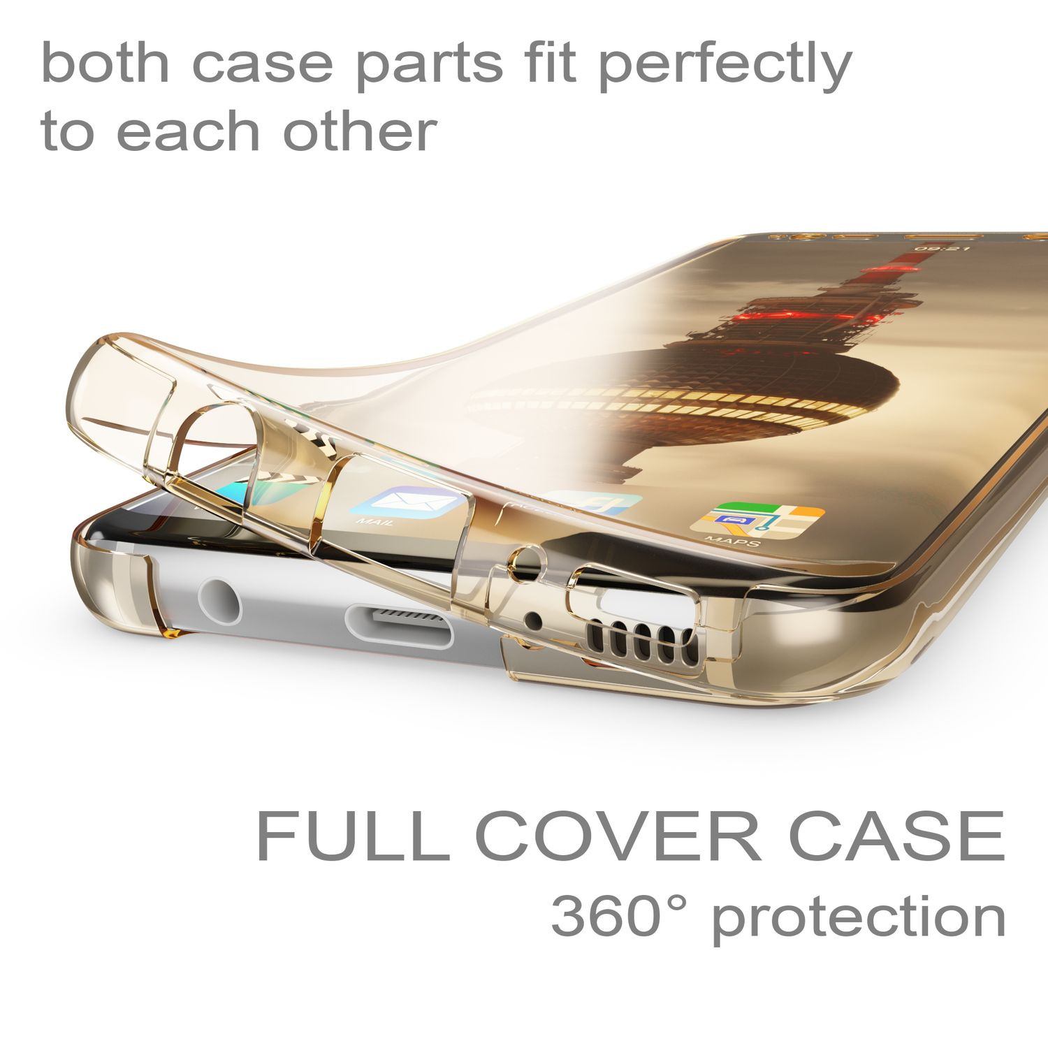 Transparente Handyhülle mit perfekter Passform auf einem Smartphone.