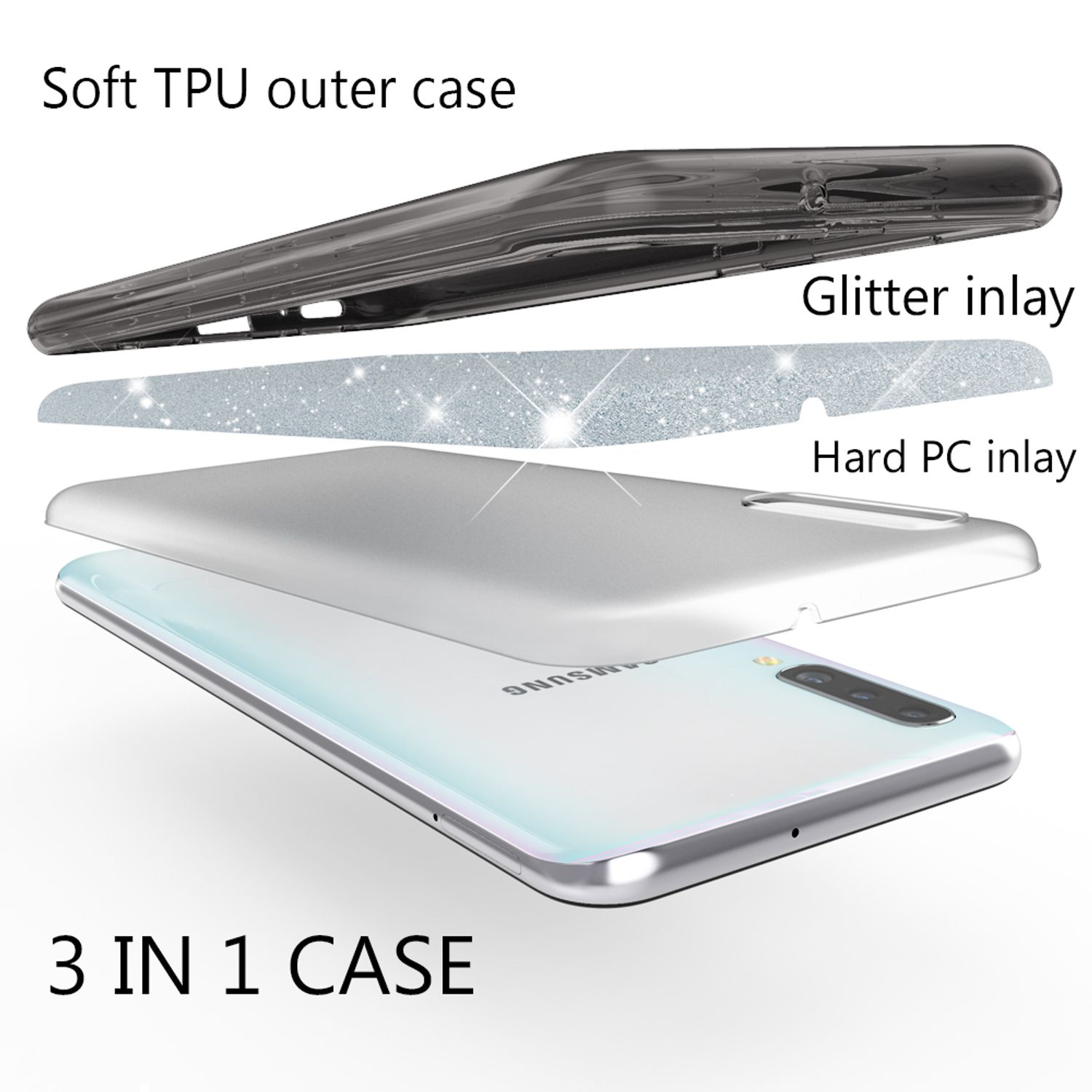 NALIA "ShinePop" COVER per Samsung Galaxy A50, Nero