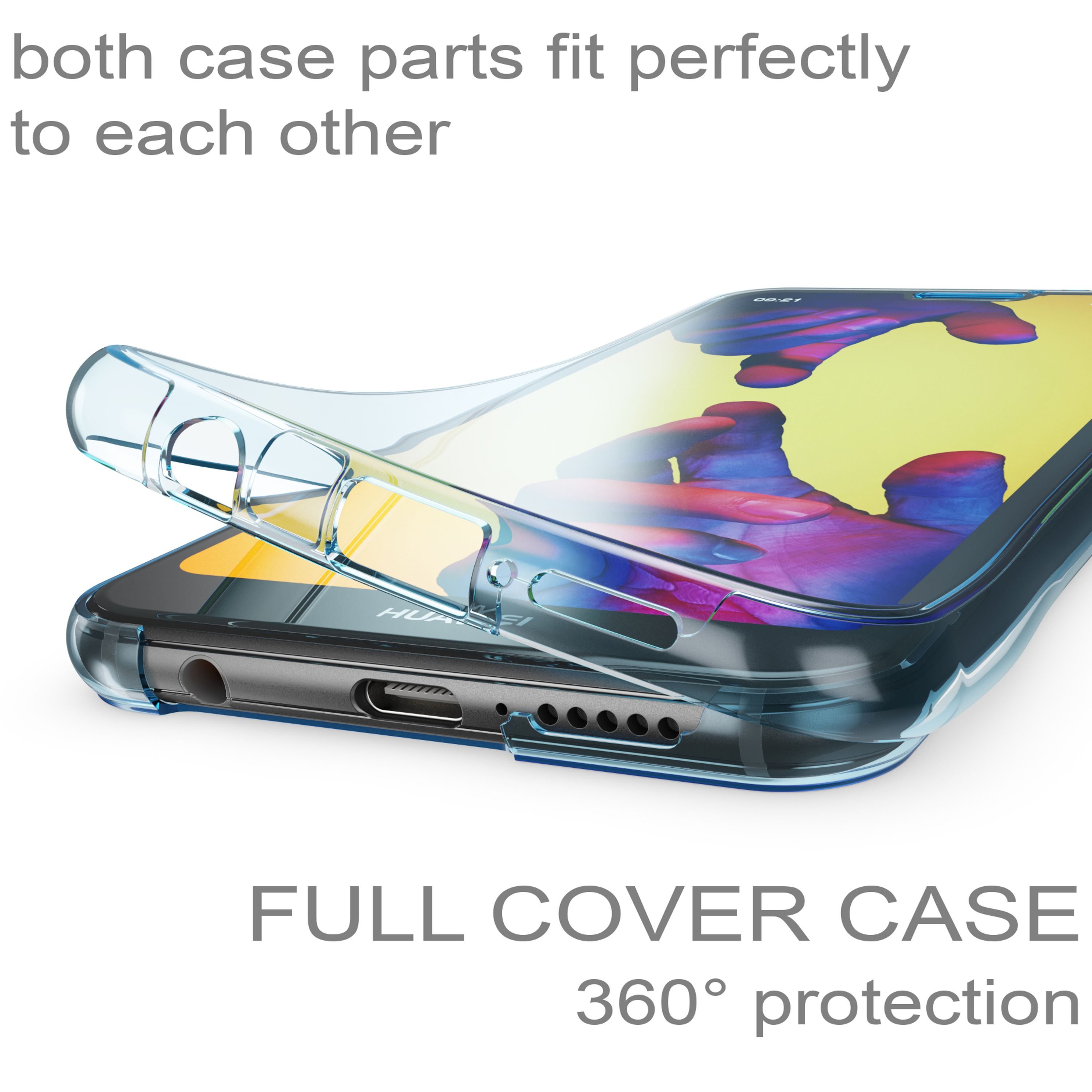 Ein durchsichtiger Handyhülle auf einem Huawei-Telefon.