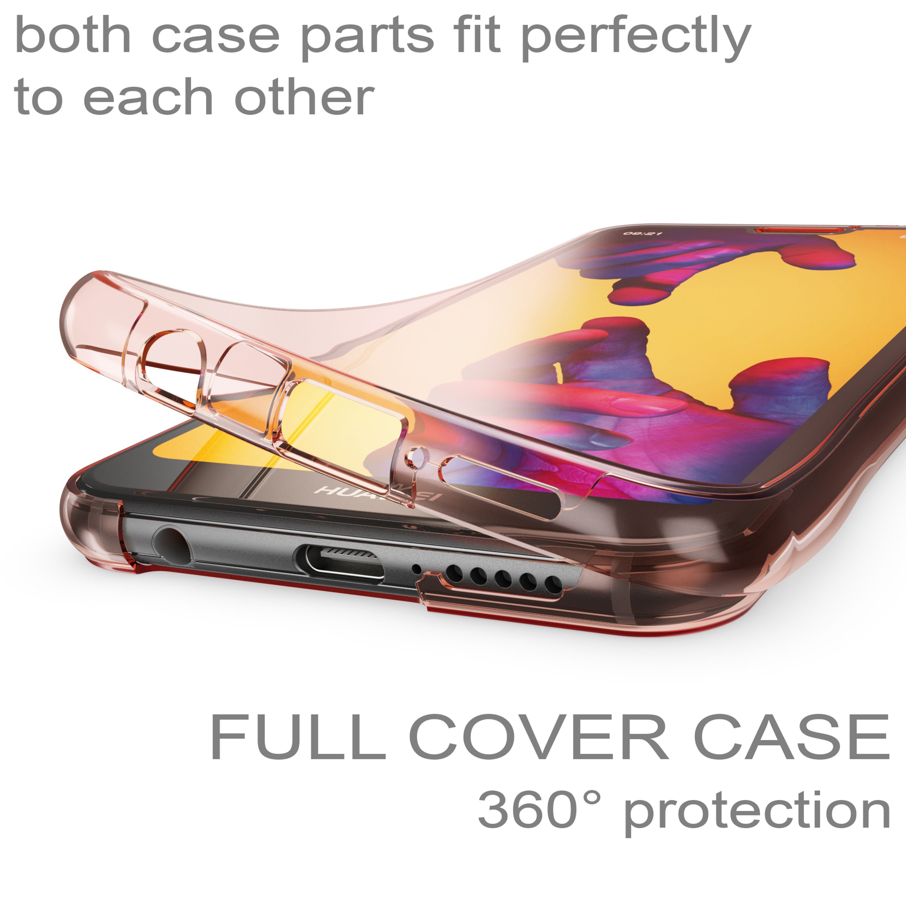 Ein transparenter Handyhülle sitzt auf einem Smartphone.