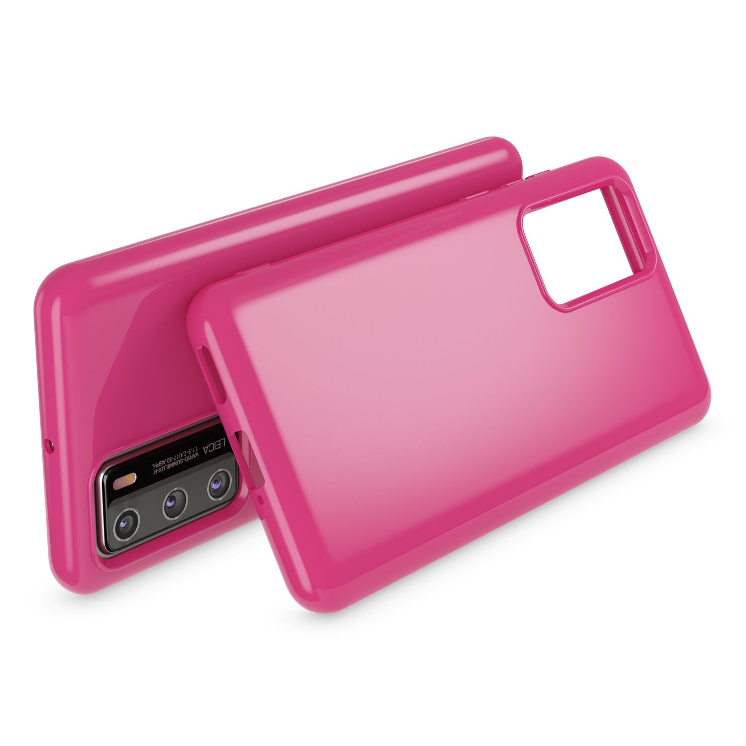 Zwei pinke Handyhüllen auf weißem Hintergrund.