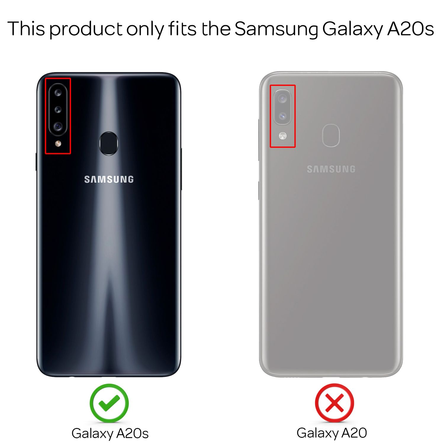 Zwei Samsung-Telefone: links Galaxy A20s mit drei Kameras, rechts Galaxy A20 mit zwei.