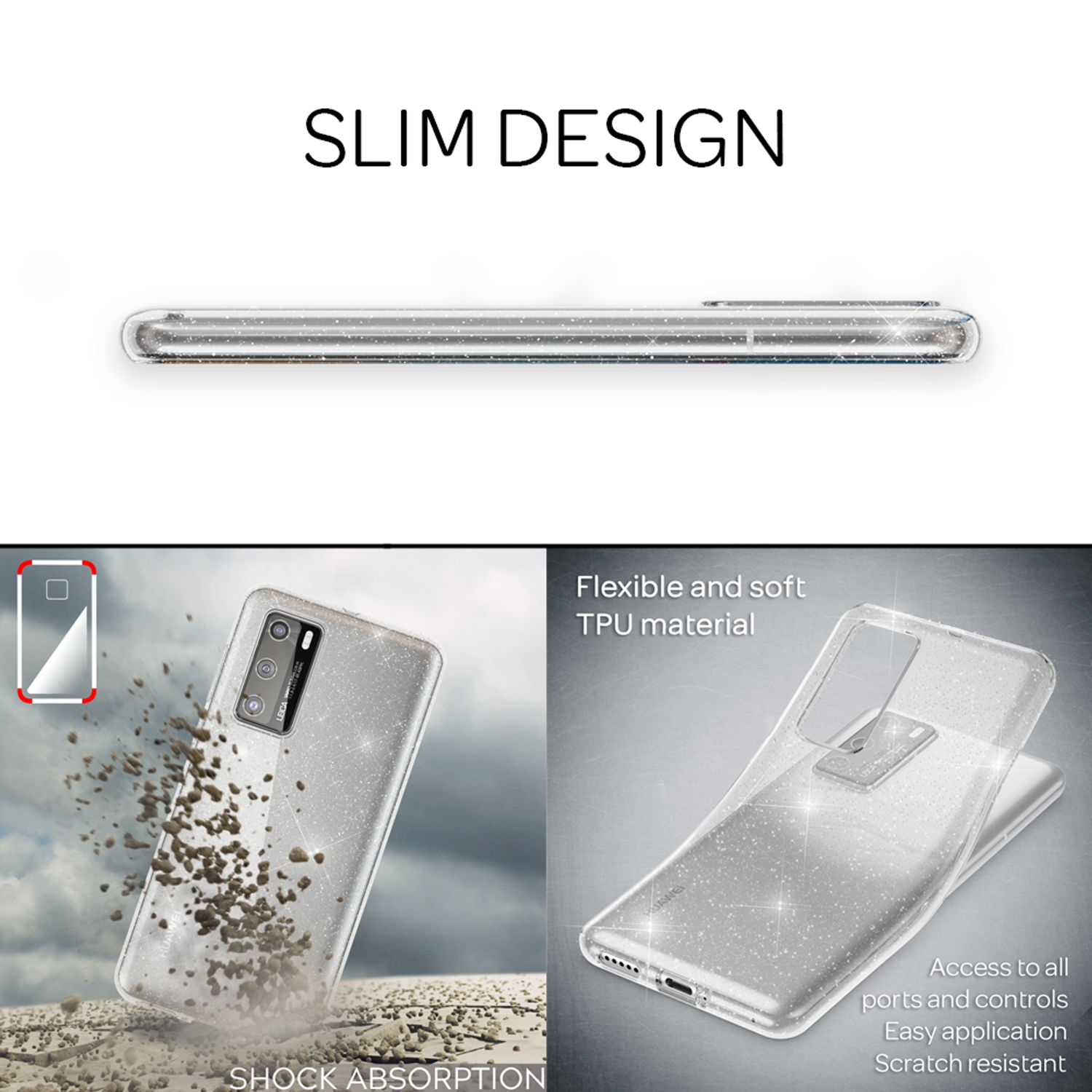 Custodia per telefono dal design sottile mostra assorbimento urti e TPU.