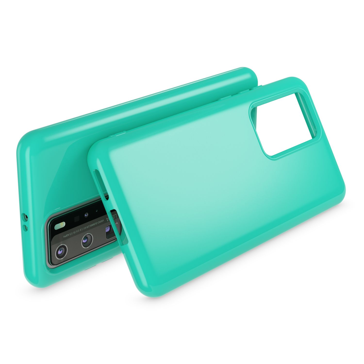 Due custodie per telefono verde acqua adagiate una accanto all'altra.