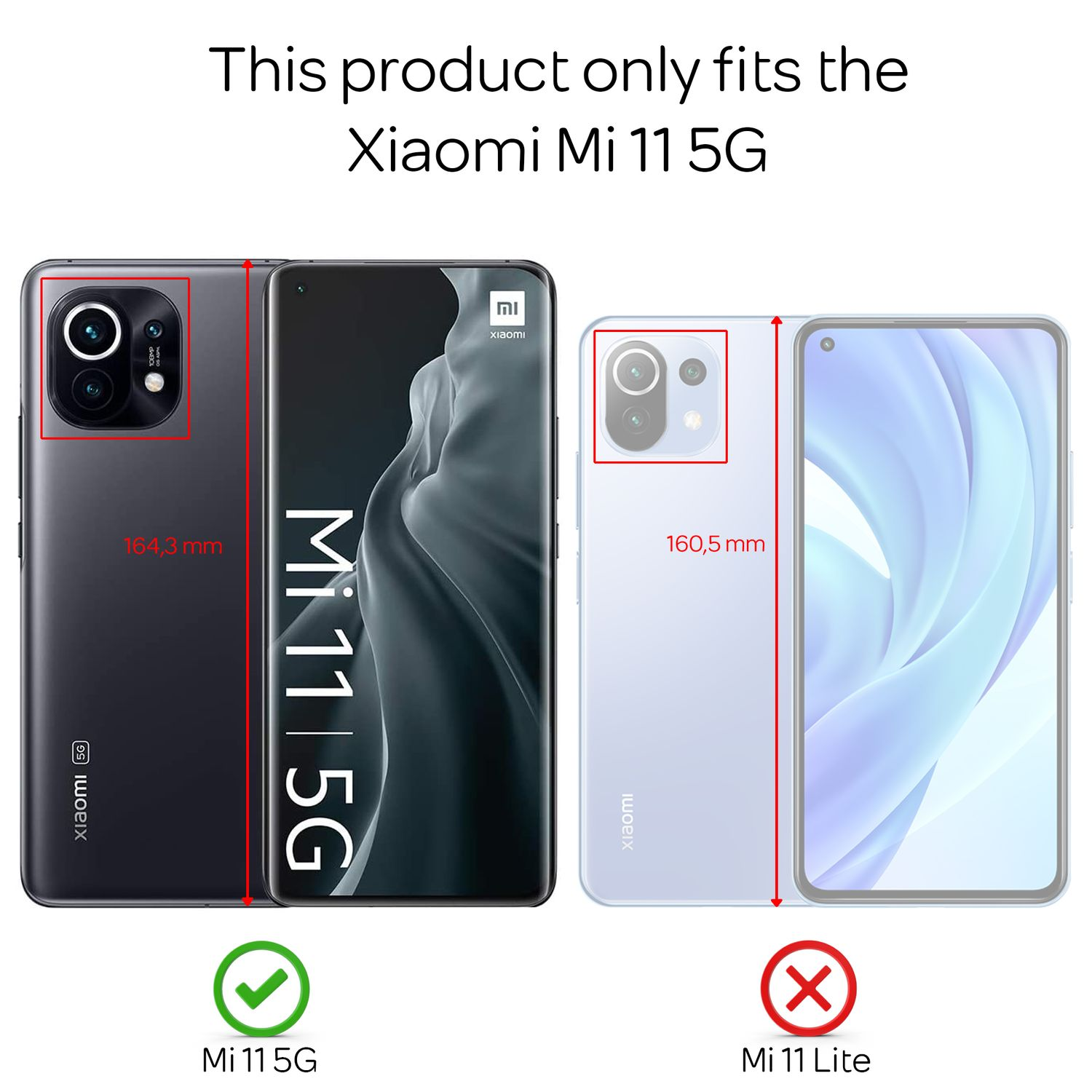 Vergleich zweier Xiaomi Handys: Mi 11 5G (links) und Mi 11 Lite (rechts).