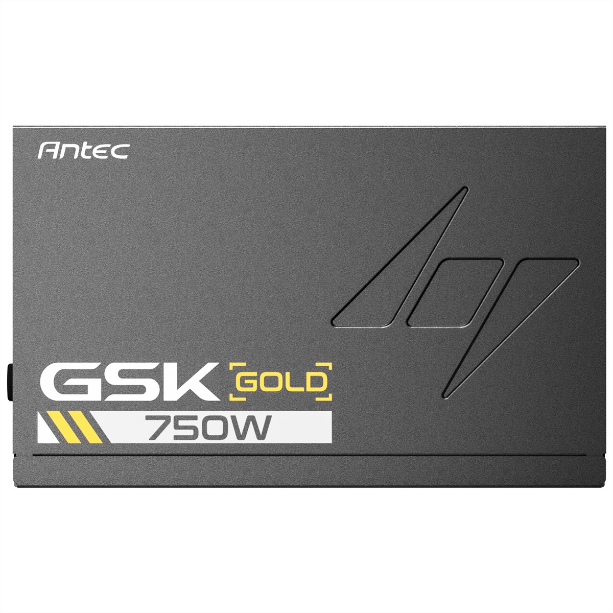 Alimentatore Antec grigio con testo e logo 'GSK GOLD 750W'.