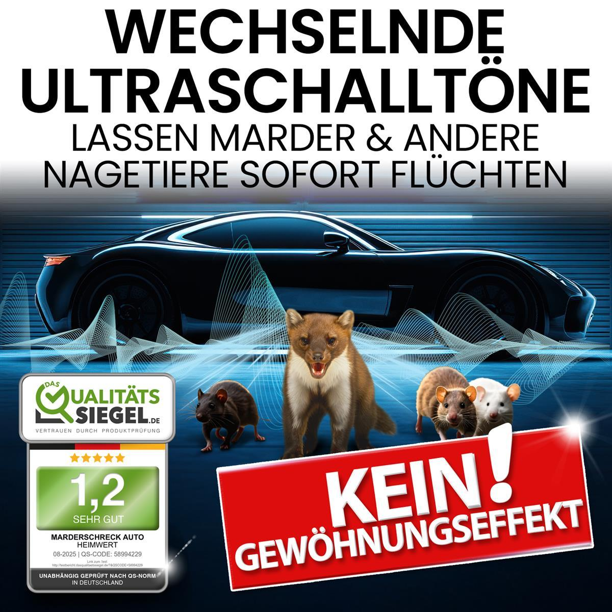 Schwarzes Auto, Marder, Ratten, Mäuse. "Wechselnde Ultraschalltöne".
