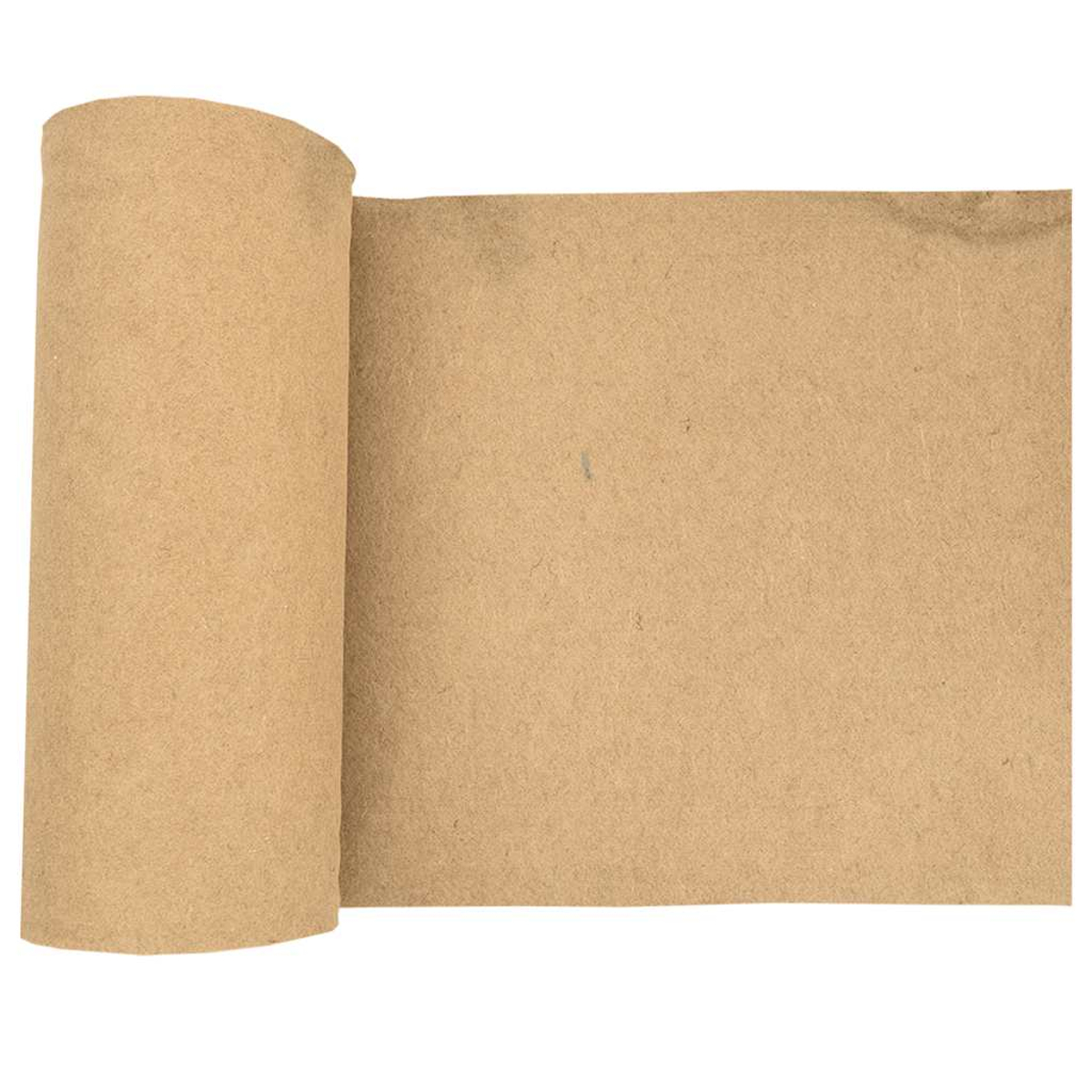 Un foglio di carta marrone arrotolato giace accanto a una sezione piatta.