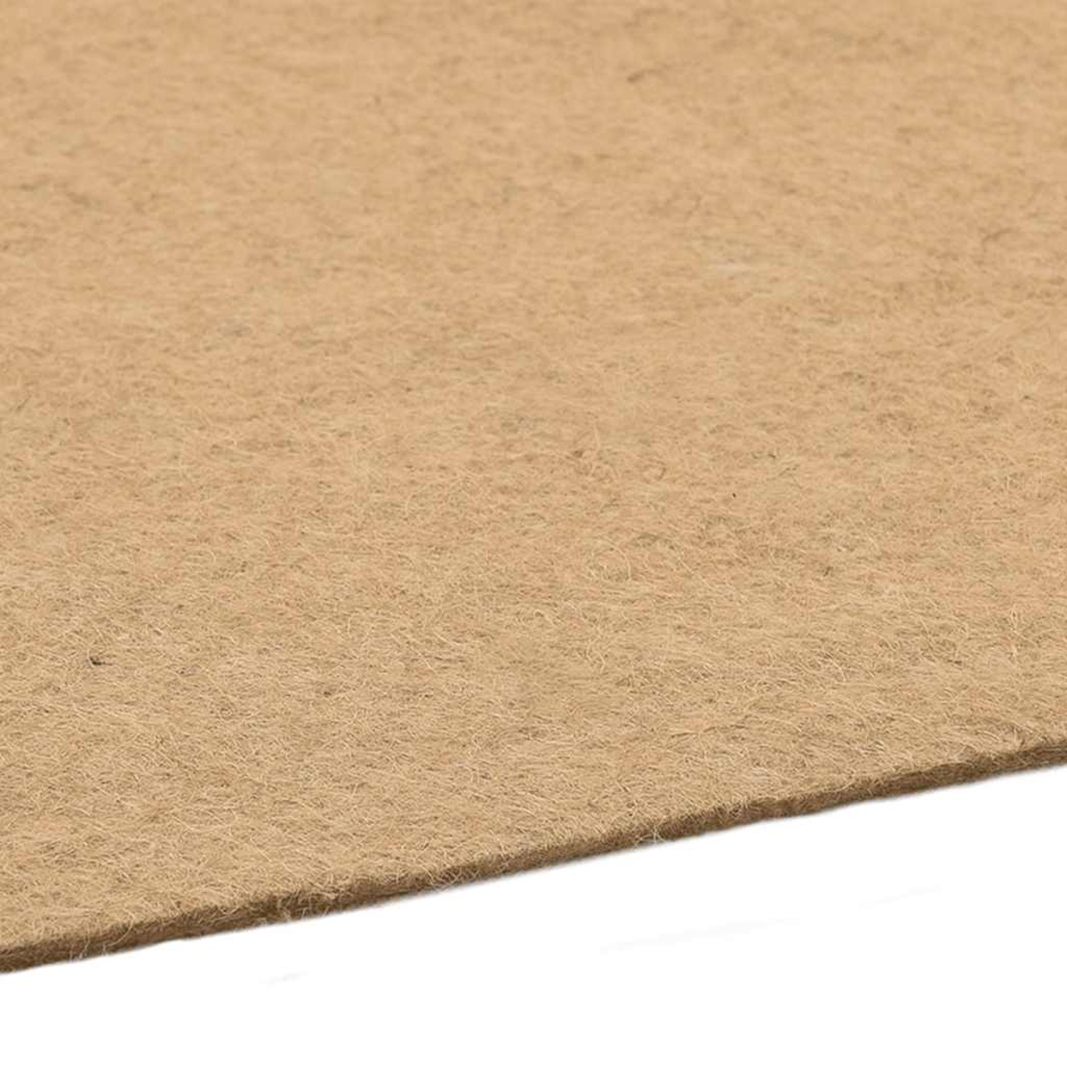 Una vista ravvicinata di tessuto di fibra di cocco marrone con texture ruvida.