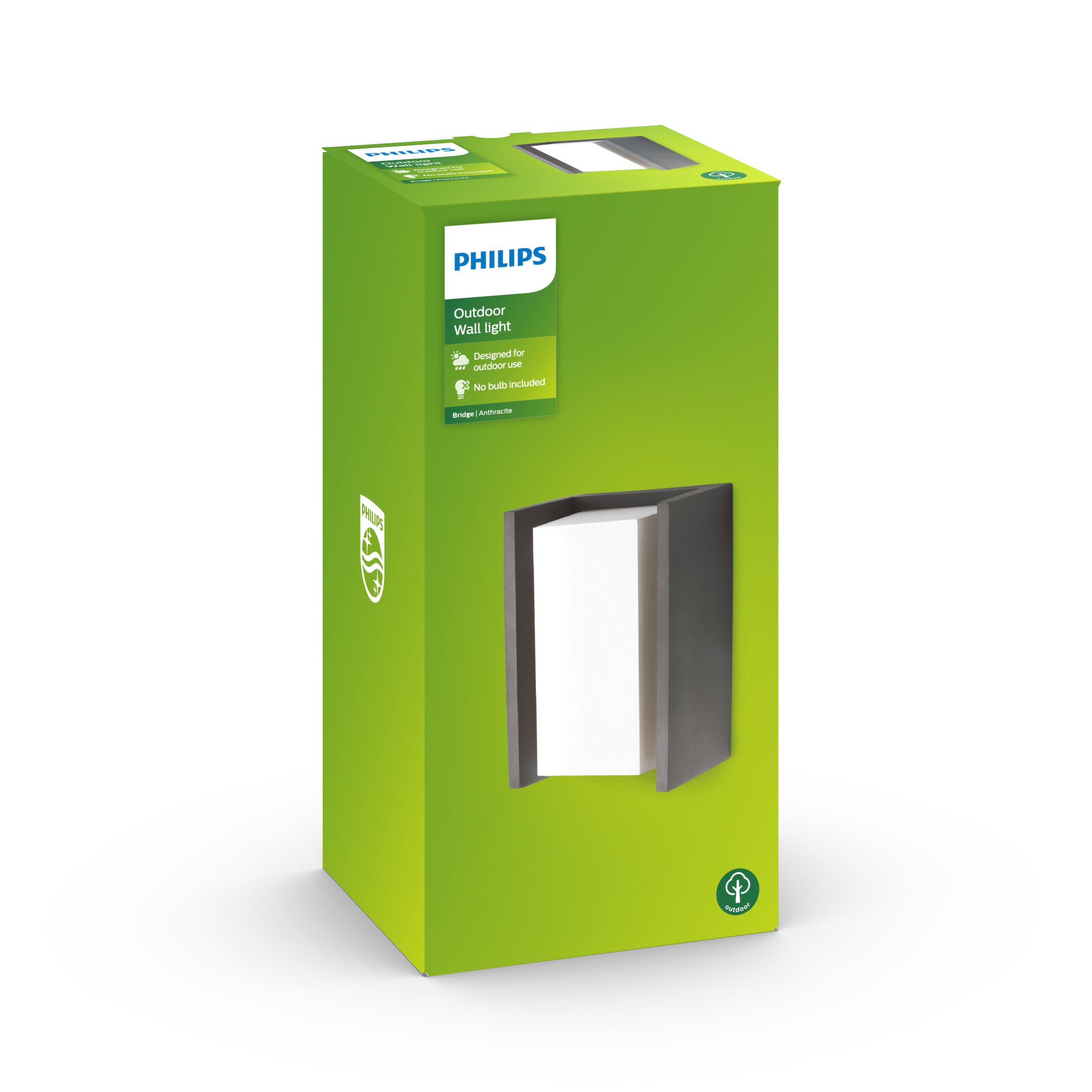 Empaque de aplique de pared exterior Philips 'Bridge Anthracite'.