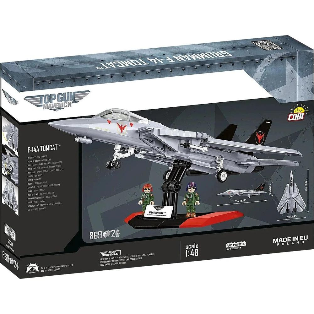 Set di costruzione COBI Grumman F-14 Tomcat Top Gun: Maverick con due minifigure.