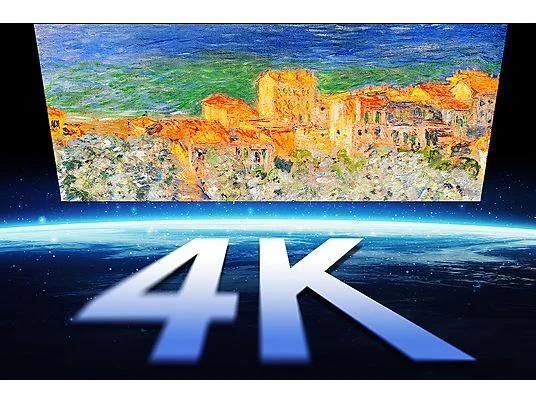 Ein Ölgemälde einer Stadt am Meer mit der Aufschrift 4K.