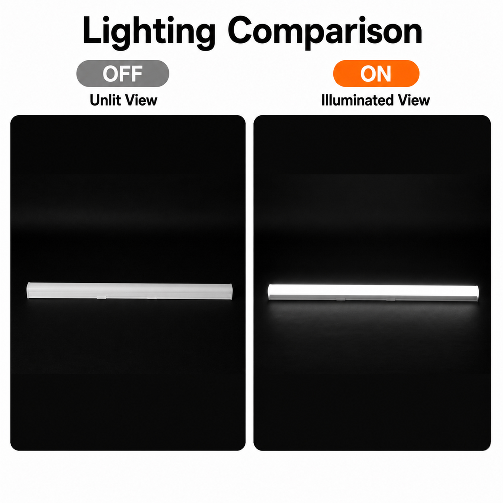 Comparación de iluminación: izquierda sin luz, derecha iluminada.