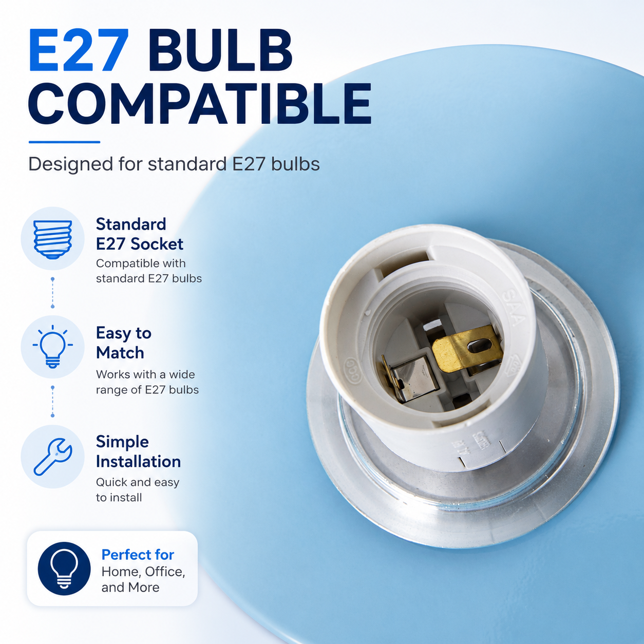 Bombilla E27 compatible. Cuenta con casquillo estándar, fácil de combinar, instalación sencilla.